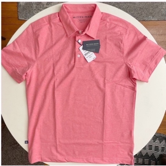 Mizzen+Main Wilson Golf Polo Shirt Red Heather Men’s Size Medium New Trim Fit - Picture 3 of 10